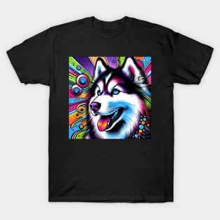 Pop Art Siberian Husky Tee - Sleek Canine Couture T-Shirt